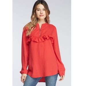Velvet Heart Oversized Ruffle Top
